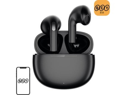QCY - T20 AilyPods bezdrátová sluchátka s dobíjecím boxem, Bluetooth 5.3, černá