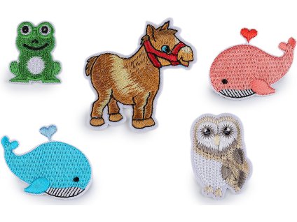 Nažehlovačka velryba, žába, sova, koník (Balení 10 ks, Varianta 1 bílá sova)