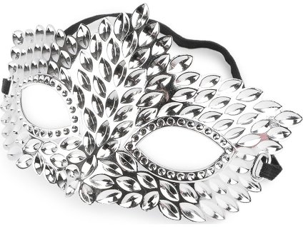 Karnevalová maska - škraboška (Balení 1 ks, Varianta 1 stříbrná)