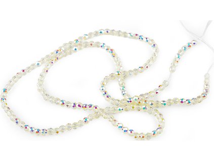 Skleněné korálky broušené ohňovky 2 mm s AB efektem, na šňůrce (Balení 1 sáček, Varianta 1 bílá AB)