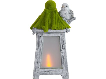 Dekorace MagicHome, Lucerna s ptáčkem, solární, LED, keramika, 26x20x45 cm