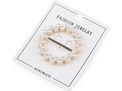 Perlová spona, průvlek 23 mm, na šaty, halenky, šátky a opasky (Balení 1 ks, Varianta perlová)