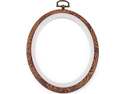 Vyšívací ovál / rámeček k zavěšení 11x13,5 cm (Balení 1 ks, Varianta hnědá)