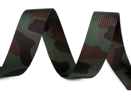 Oboustranný popruh maskáčový šíře 25 mm (Balení 1 m, Varianta zelená)