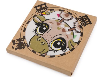 Dětský obrázkový kapesník v přírodní krabičce (Balení 1 krab., Varianta 1 mix barev žirafa)