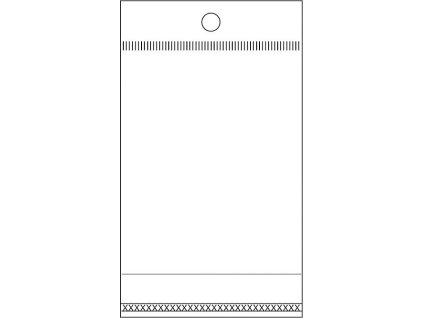 PP sáček s lepicí klopou a závěsem 6x10,5 cm (Varianta transparent, Balení 100 ks)