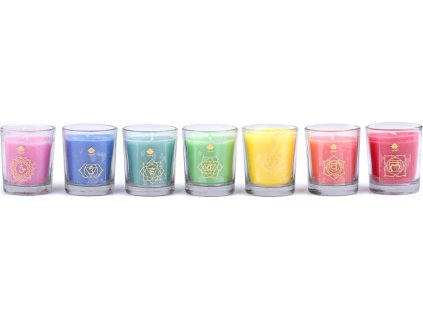 Vonná čakrová svíčka ve skle, sada 7 ks (Varianta mix, Balení 7 ks)