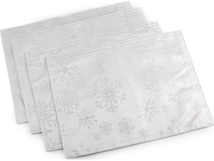 Vánoční prostírání textilní, oboustranné s jemným lurexem 30x40 cm (Balení 4 ks, Varianta 1 bílá stříbrná)