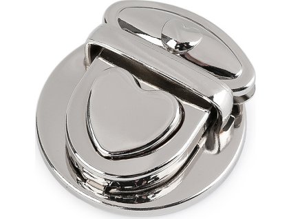 Sada zapínání na kabelku 30x32 mm srdce (Varianta 1 nikl, Balení 1 sada)