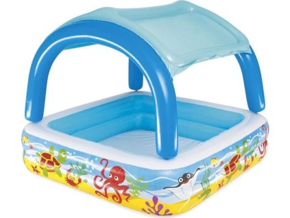 Bazén Bestway® 52192, Coral reef, dětský, nafukovací, se stříškou, 147x147x122 cm