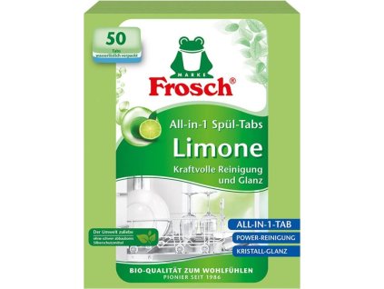 Tablety Frosch EKO, Vše v 1, do myčky nádobí, citron, 50 tablet, ALL in 1