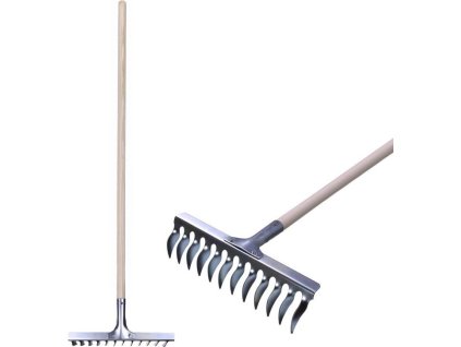 Hrábě na trávník Strend Pro R108A.WH, 12 zubé, provzdušňovací, vertikutační, dřevěná násada