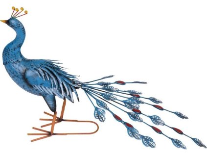 Dekorace MagicHome Mecco, Páv, plech, 70x23x46 cm