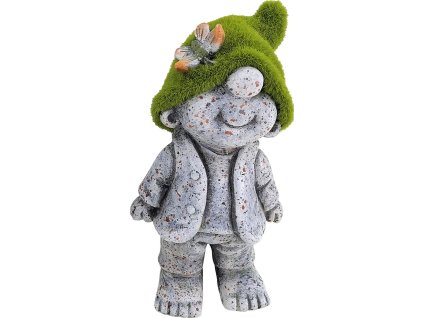 Dekorace MagicHome, Chlapeček se zeleným kloboukem, keramika, 9,5x6,5x17,8 cm