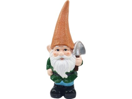 Dekorace MagicHome, Trpaslík s oranžovým kloboukem, keramika, 12,5x8,5x28 cm