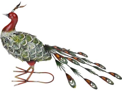 Dekorace MagicHome Mecco, Páv, plech, 62x23x43 cm