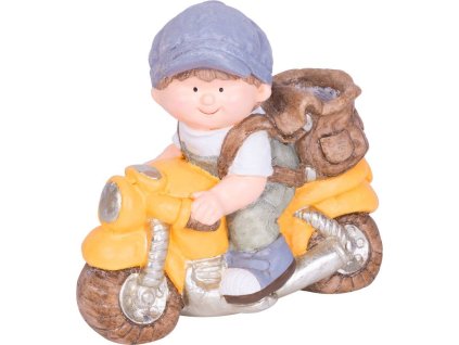 Dekorace MagicHome, Chlapeček na motorce, keramika, 38x20x36 cm