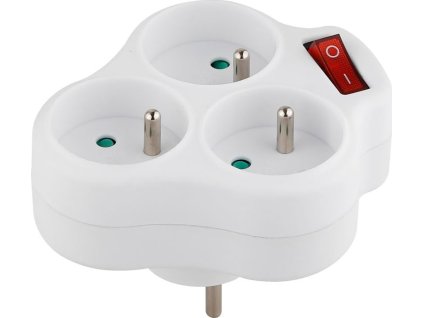 Zásuvka Strend Pro, rozbočovací, bílá, 3x 16 A, vypínač