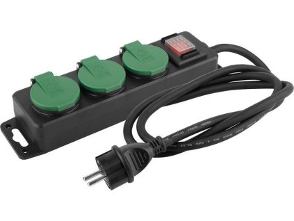 Kabel Strend Pro FS0701, L-5 m, prodlužovací, 3x zásuvka + vypínač, IP44