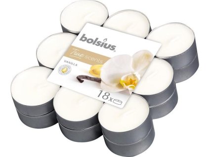 Svíčky Bolsius Tealight True Scents, čajové, vonné, vanilka, bal. 18 ks