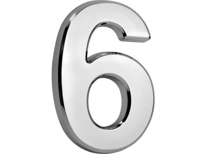 Číslo MagicHome "6" domové, s lepiacou páskou, strieborné, popisné, 70x100 mm, ABS