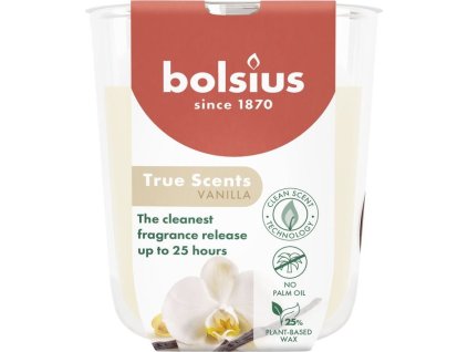 Svíčka Bolsius True Scents, vanilka, 80x73 mm, ve skle