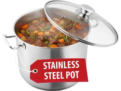 Hrnec MagicHome Chloe, 26 cm, 10 lit., se skleněnou poklicí, nerez