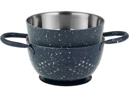 Cedník s mísou MagicHome, 15,5 cm, s rukojetí, kulaté otvory, nerez, sada 2 ks