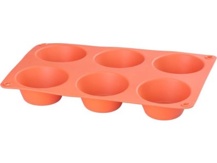 Forma MagicHome, na pečenie, na 6 muffinov, silikón, červená, 23,7x16x3 cm