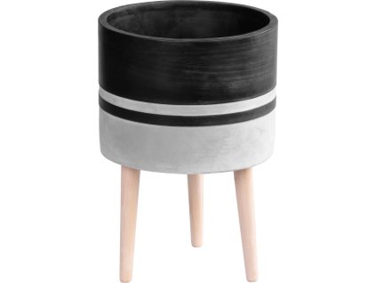 Dekorace MagicHome, Květináč, světlá/tmavá šedá, cement, s nožkami, 22x22x31 cm