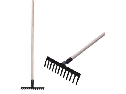 Hrábě zahradní Strend Pro Premium R-606, 12 zubé, kované, dřevěná násada