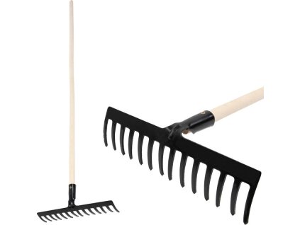 Hrábě zahradní Strend Pro Premium R-606, 14 zubé, kované, dřevěná násada