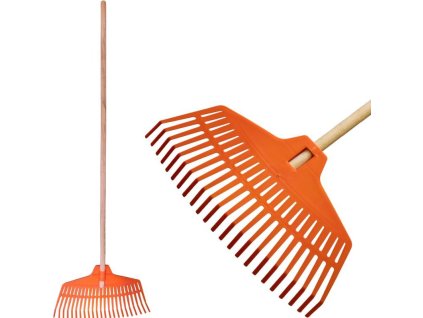 Hrábě na listí Strend Pro GOLF, plastové, dřevěná násada