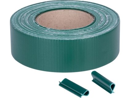 Páska Strend Pro EUROSTANDARD, 47,5 mm, L-35 m, tieniaca, zelená, krycia, na plotové panely, s 20 klipsami, 450g/m2, PVC, RAL6005