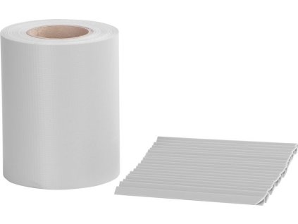 Páska Strend Pro EUROSTANDARD, 190 mm, L-35 m, tieniaca, sivá, krycia, na plotové panely, s 20 klipsami, 450 g/m2, PVC, RAL7040