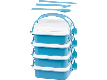 Obedár MagicHome, hranatý, 4 dielny, s príborom, 4x 800 ml, 160x195x260 mm