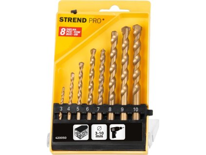 Sada vrtákov Strend Pro FD023, 8 dielna, 3-10 mm, TiN, do muriva