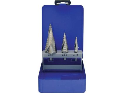 Sada stupňovitých vrtáků Strend Pro SS424, 4-12, 4-20, 4-32 mm, HSS 4241 spirálový, do kovu