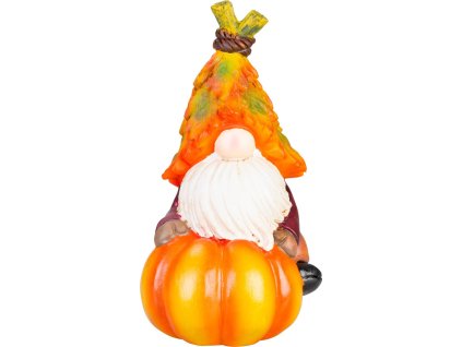 Dekorace MagicHome Nature, Trpaslík na dýni, polyresin, 10x11,5x18,5 cm