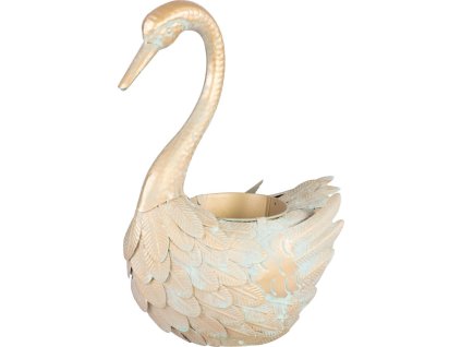 Dekorace MagicHome Mecco, Husa, plech květináč, zlatá, 35x18x43 cm