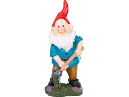 Dekorace MagicHome, Trpaslík s lopatou, polyresin, 13,5x13x31 cm