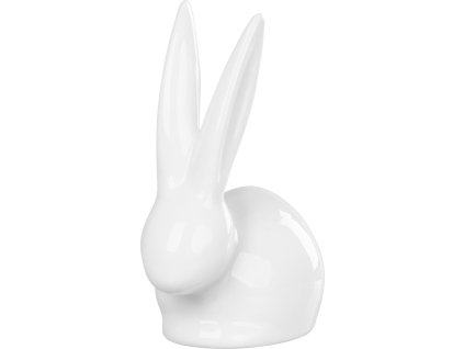 Dekorace MagicHome, Zajíček s dlouhýma ušima, bílý, porcelán, velikonoční, 10,1x6,5x13,1 cm