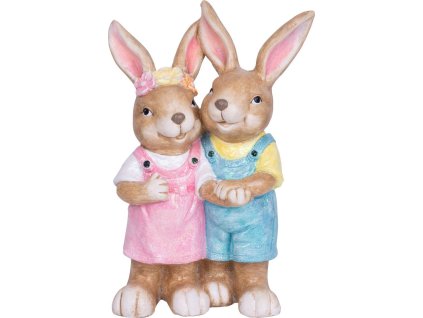 Dekorace MagicHome, Zajíc a zaječice, keramika, 34x19x51 cm