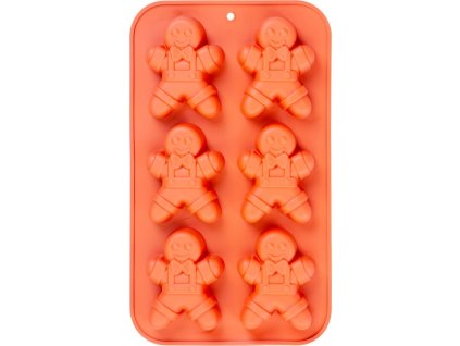 Forma MagicHome, na pečenie, vianoce, silikón, 6 kusov postavičky perníček, 29,5x17,5x2,7 cm