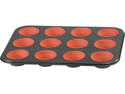 Forma MagicHome, na pečenie, na 12 muffinov, plech, so silikónovými formami, 35x26,5x3 cm