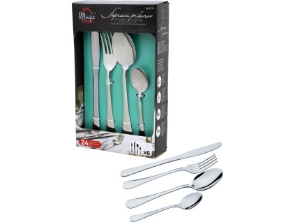 Příbor MagicHome, stolní, nůž, vidlička, lžíce, nerez, sada 24 ks