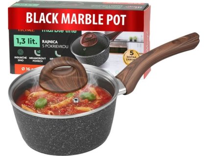 Rajnica MagicHome Black Marble Line, so sklenenou pokrievkou, 16 cm