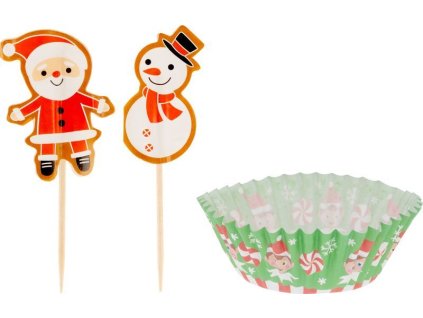 Sada papírů a párátek MagicHome Vánoce, na muffiny na pečení, sada 48 ks