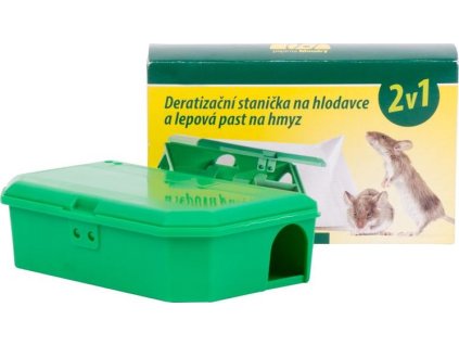 Deratizační stanička 2v1, stanice pro otravu na hlodavce, lepová past na hmyz