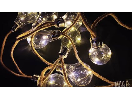 Řetěz Strend Pro Solar Bulb, 10x LED, tvar žárovky, solární, L-3,8m